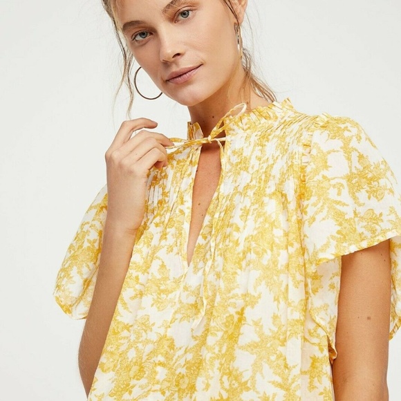 Free People Marigold Printed Floral Lace Dress L - Picture 2 of 8